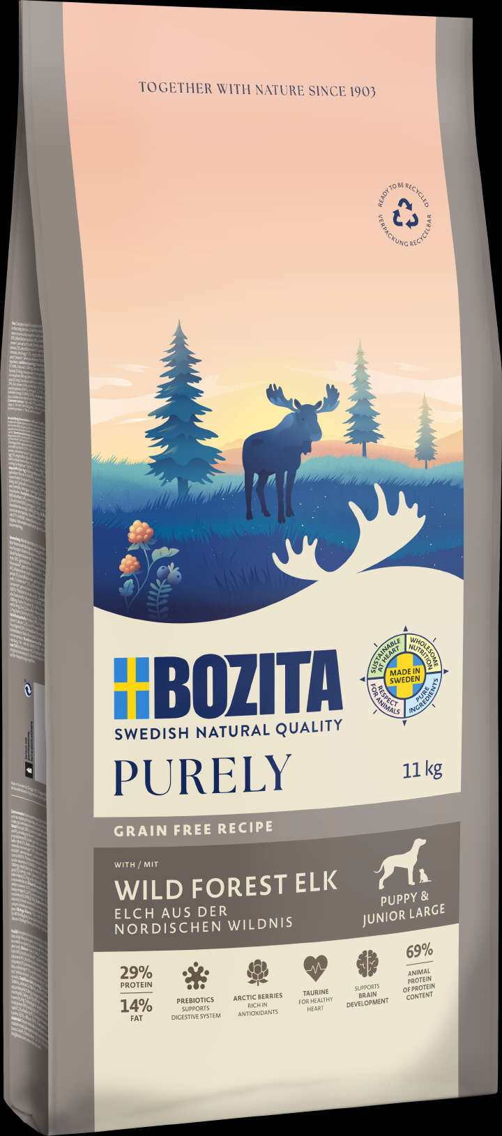 BOZITA Hunde-Trockenfutter Purely Puppy & Junior Large Elch